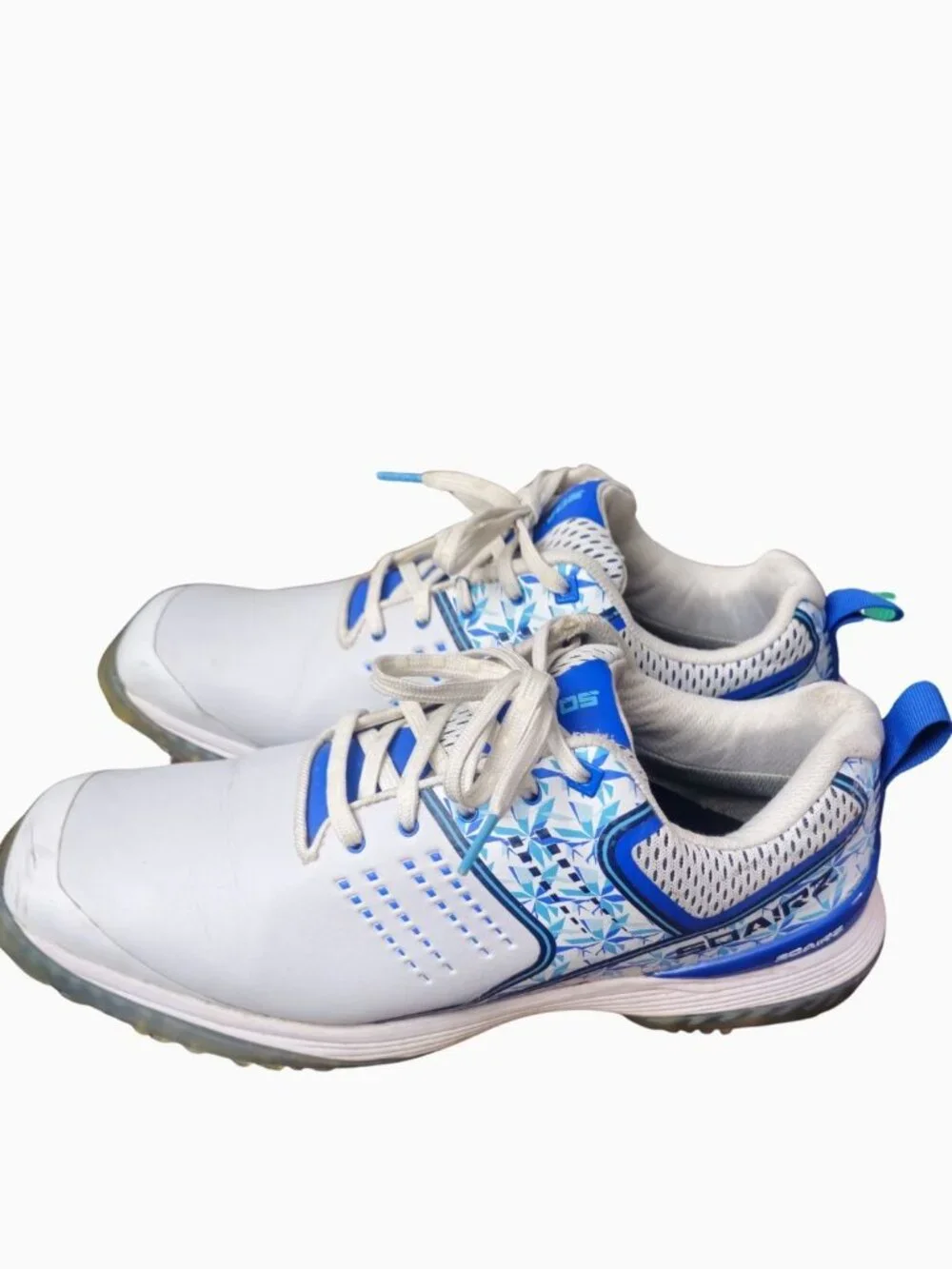 SQAIRZ MEN'S SPEED PERFORMANCE SPIKED GOLF SHOES • WHITE/COBALT BLUE/VOLT SZ 10